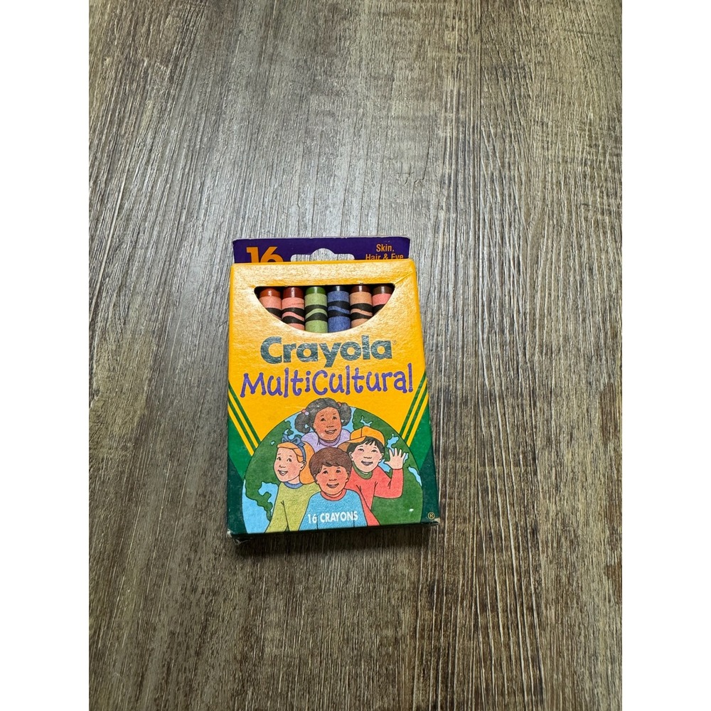 Vintage 1993 Crayola Multicultural 16 Count Skin Hair Eye Color Crayons 52-0716